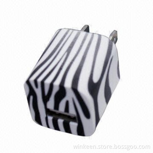 Square USB Wall Charger with 5V/1A, Water Transfer Treatment, for Charging iPhone 5S, UL-approved